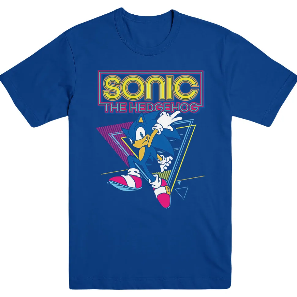 Sonic the Hedgehog Retro Neon Triangle Blue Tee